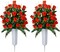 2 Sets Artificial Cemetery Rose Bouquets with Vase – Memorial Grave Decorations for Lasting Tribute
